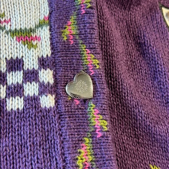 Vintage Quacker Factory Garden Angel Miracles Purple Cardigan Sweater - Picture 5 of 10